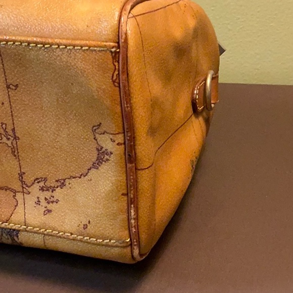 Brown Leather Map Print Men's Bag - Picture 7 of 11